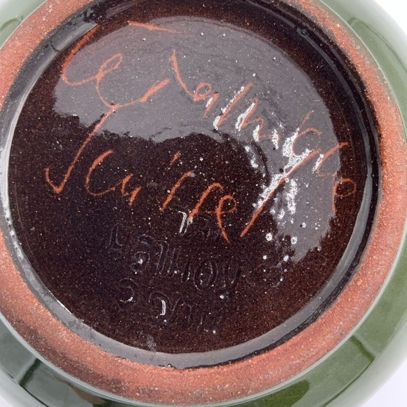 Vintage Signed Kohler Folk Art Pottery Pitcher, Floral - Picture 8 of 9